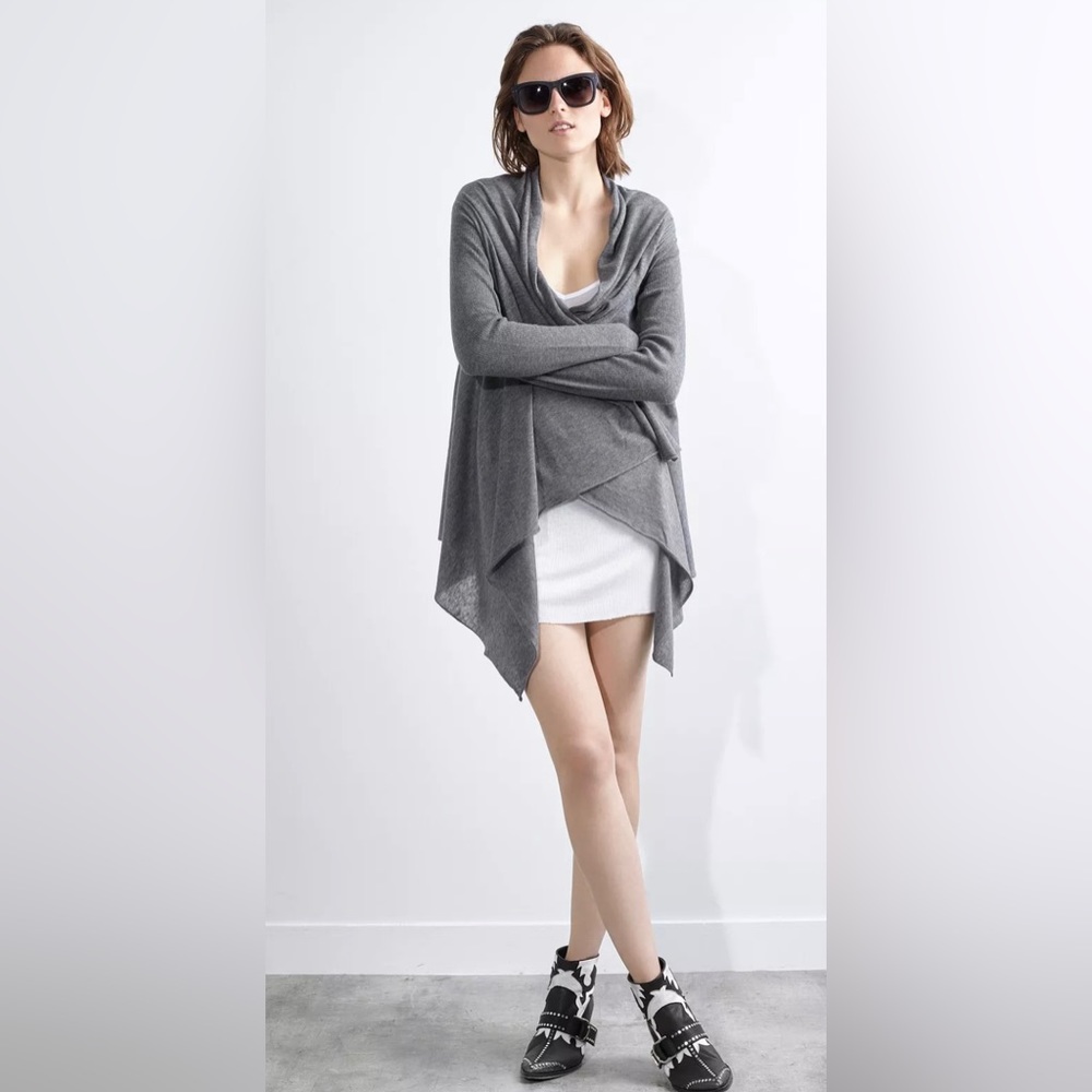 ZADIG & VOLTAIRE 100% Merino Wool Cardigan Sweater Embellished Wings Studded Ana